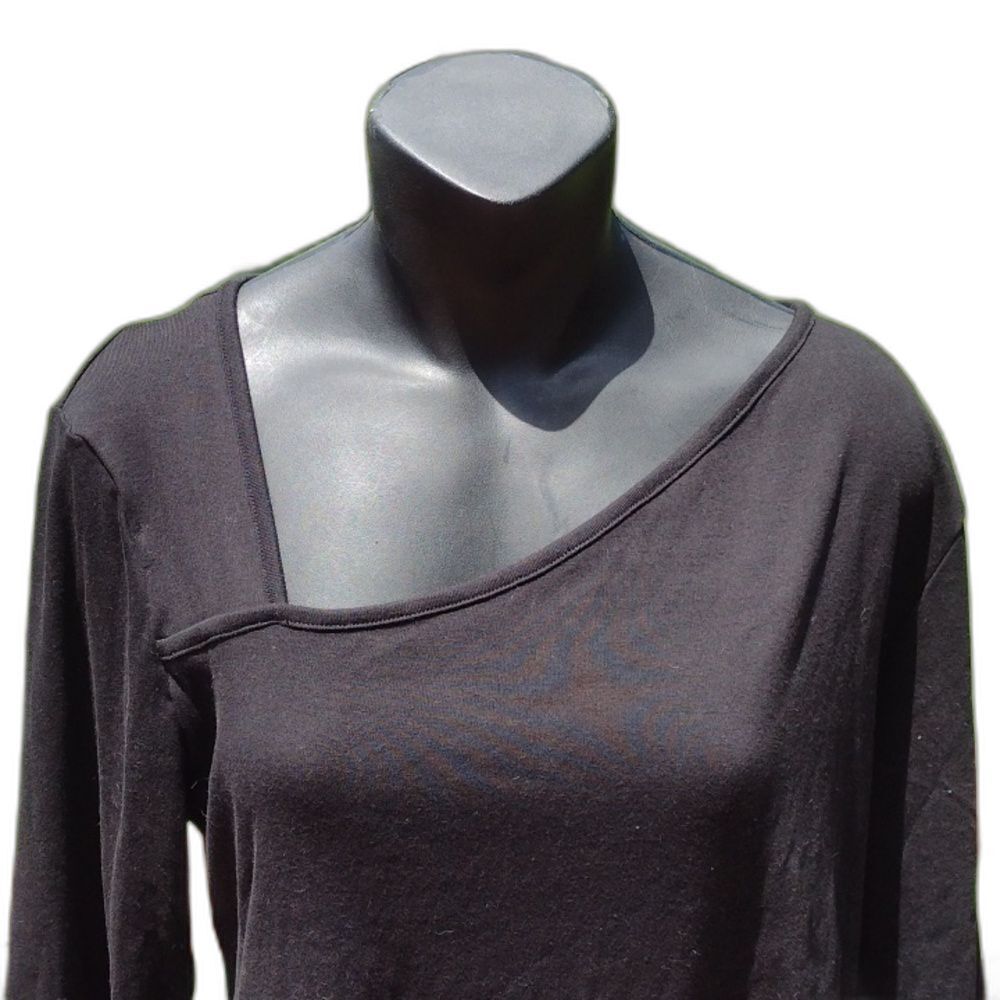 Mangopop Black Long Sleeve Asymmetrical Neckline Bodysuit Size XXL - Picture 2 of 10